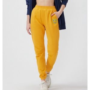 Outdoor Voices Hikers Club Sweatpants Jogger XS Yellow Happy Smiley Face